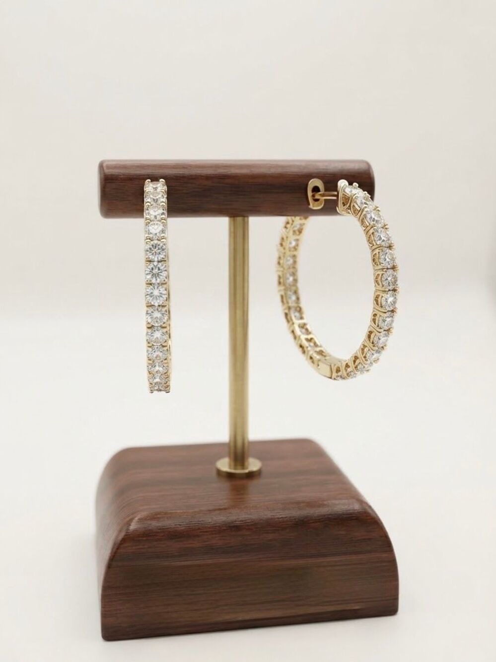 Yellow Gold Vermeil Natural Diamond Inside-Out Hoop Earrings Real Mined Diamonds
